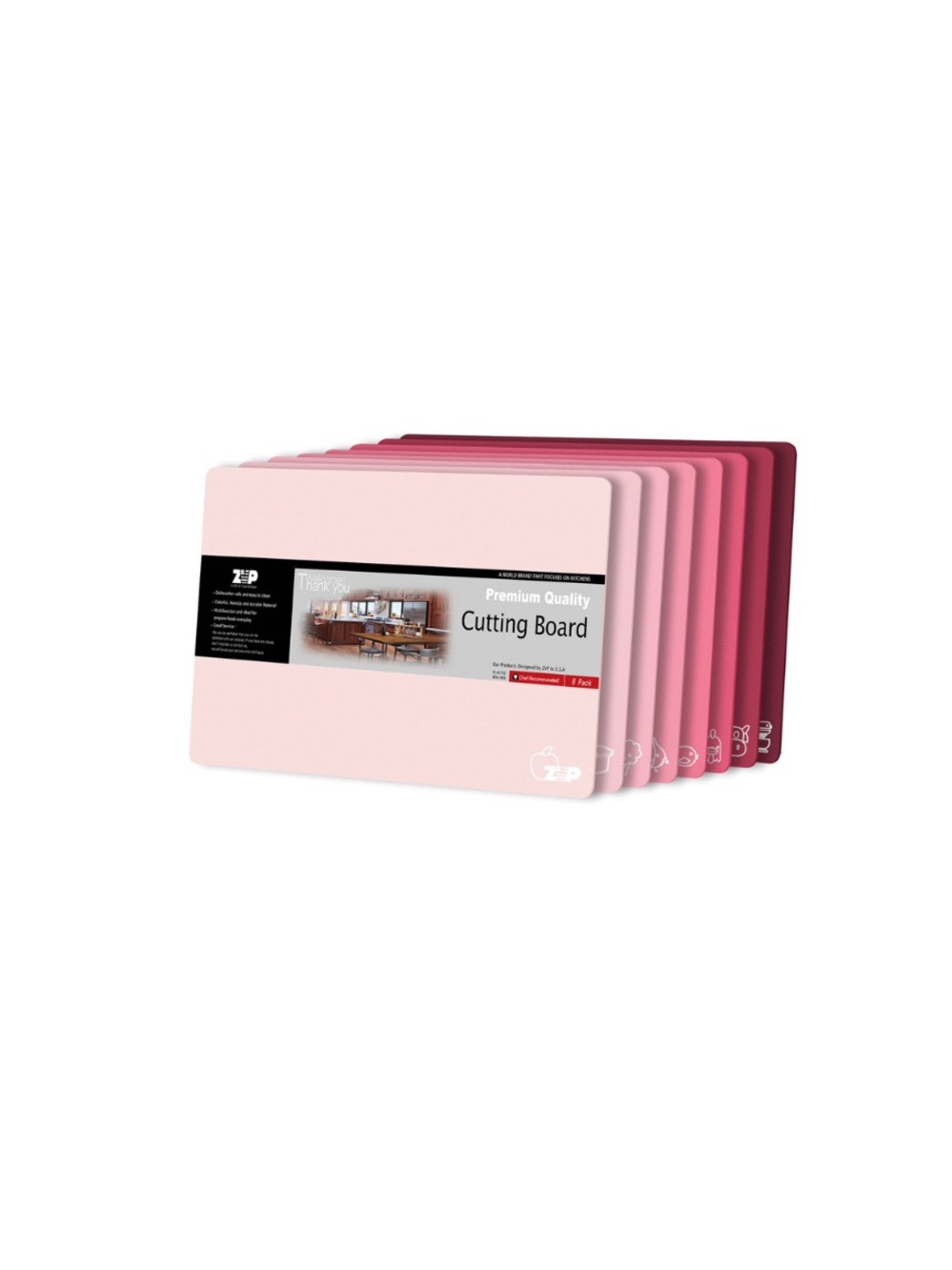 8 Pieces Plastic Cutting Boards, Gradient Pink, 15x12 Inches